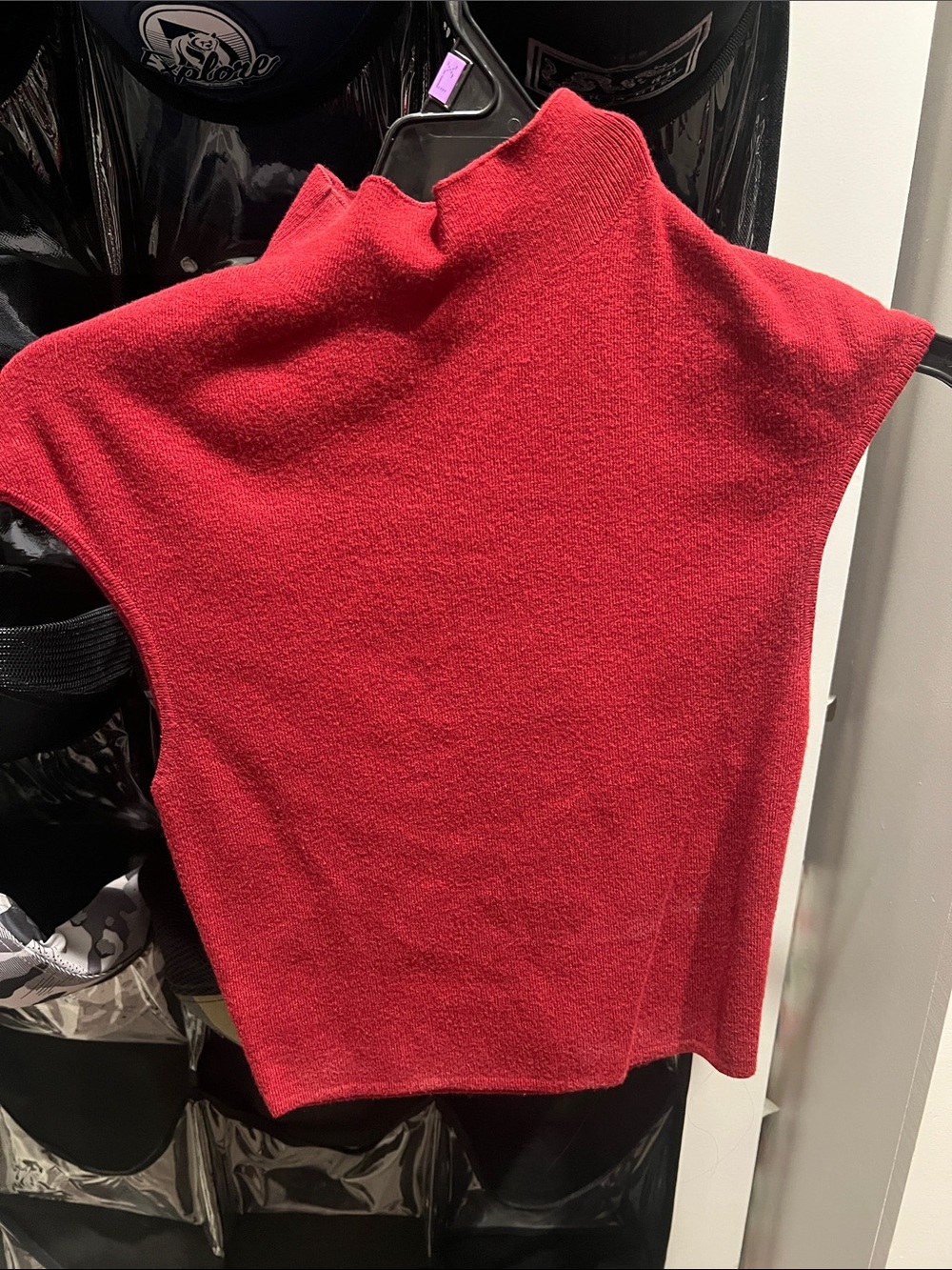 Le Lis Red Sleeveless Mock Neck Top